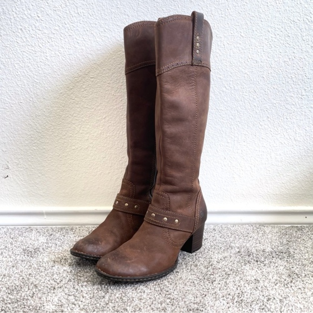 Born Brown Tall Leather Heeled Boots